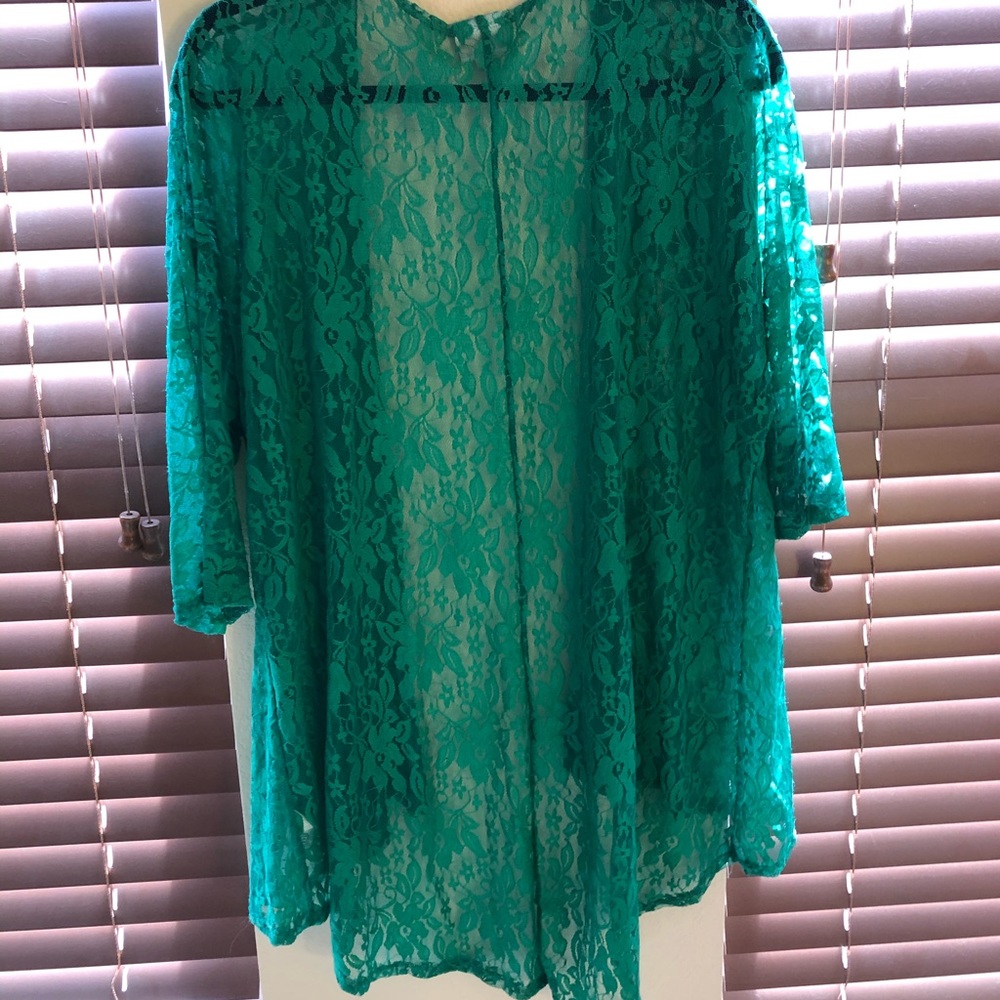 Emerald green Lularoe Lindsay coverup - Picture 3 of 5